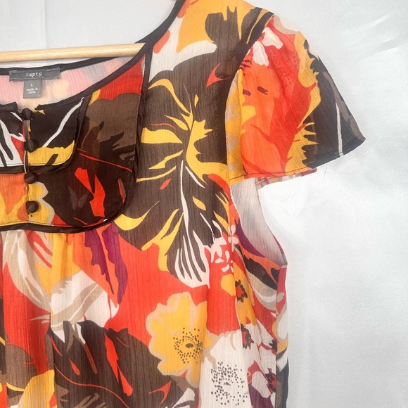 Apt. 9 Orange Red Ruffled Blouse size Large - Picture 4 of 13